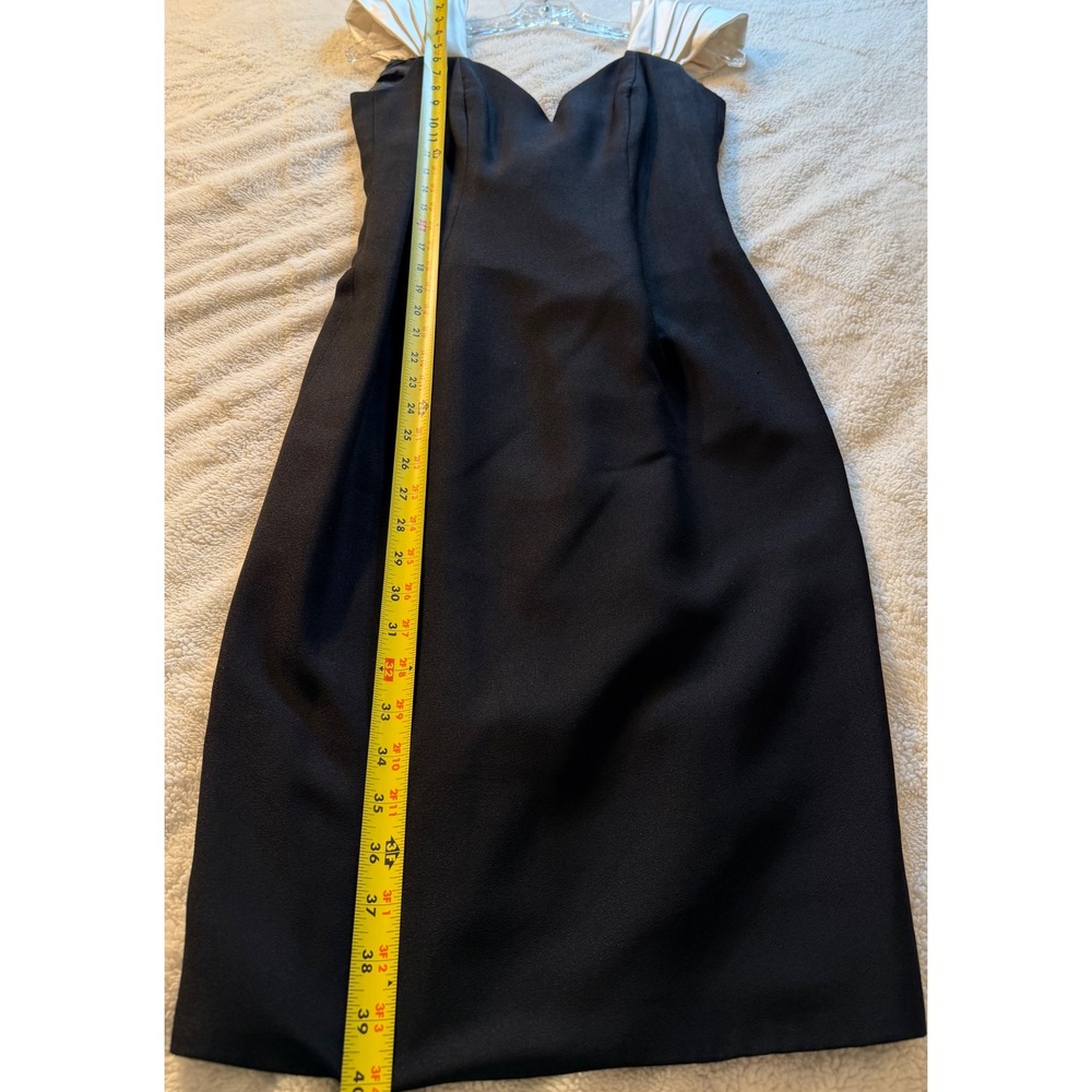 Morton Myles for The Warrens Vintage Black White Pleated Cocktail Dress Size 4 - Picture 6 of 7